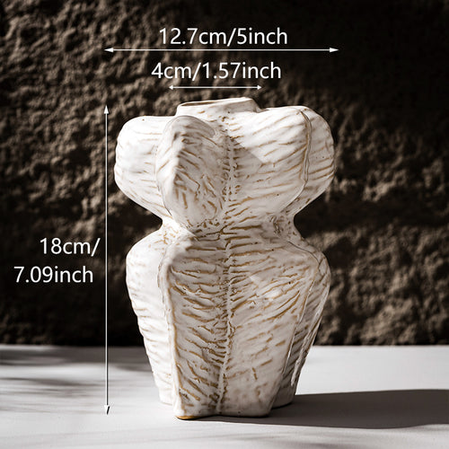 Ceramic Sculptural Torso Vase with Textured Glaze and Narrow Neck