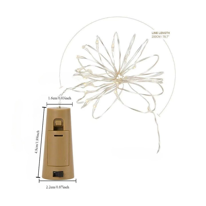 LED Bottle Stopper Fairy String Lights With Waterproof Battery Cap And Flexible Copper Wire Bowlift