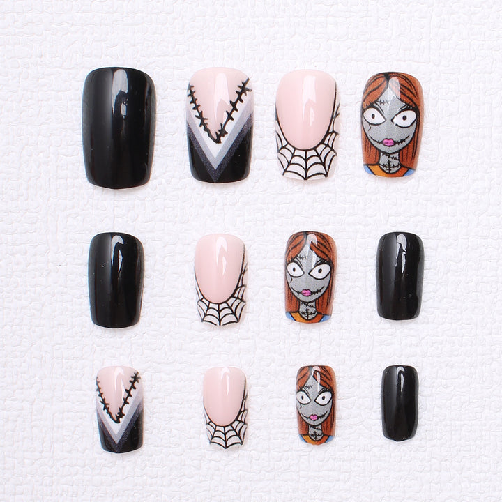 Artificial Nail Set with Creative Halloween Motifs and Playful 3D Designs Bowlift