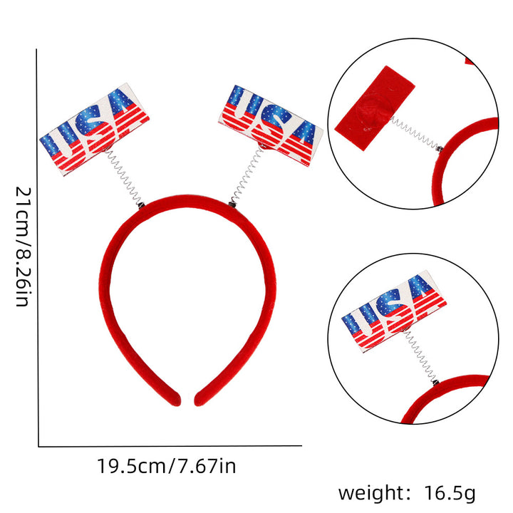 Unisex nan patriotic party headband with star pom poms and flag pendants Bowlift