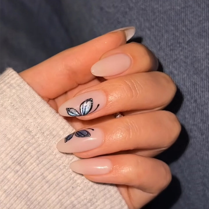 Artistic Butterfly Design Press-On Nails Bowlift