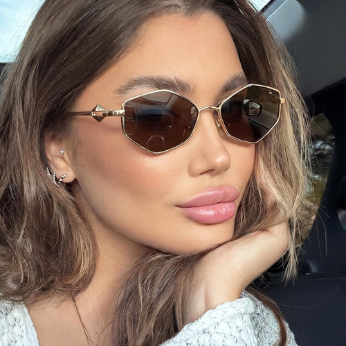 Women's geometric sunglasses with protective UV filter and high-end metal frame Bowlift