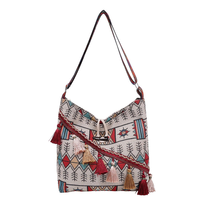 WoEthnic Patterned Flap Hobo Bag Bowlift