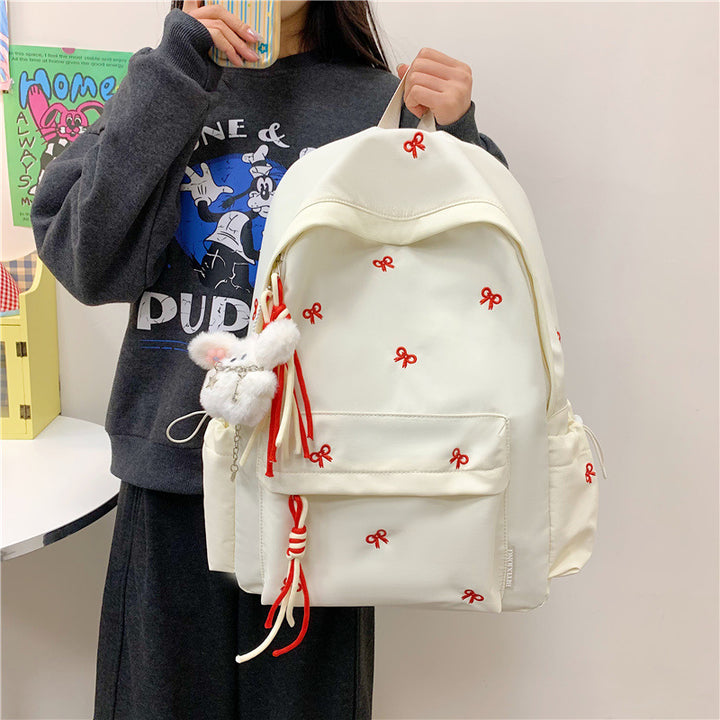 Backpack with Charming Bow Design and Practical Compartments Bowlift