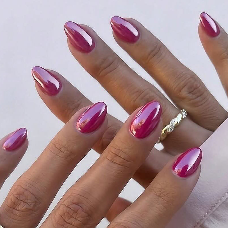 Glossy Almond-Shaped Press-On Nail Extensions Bowlift
