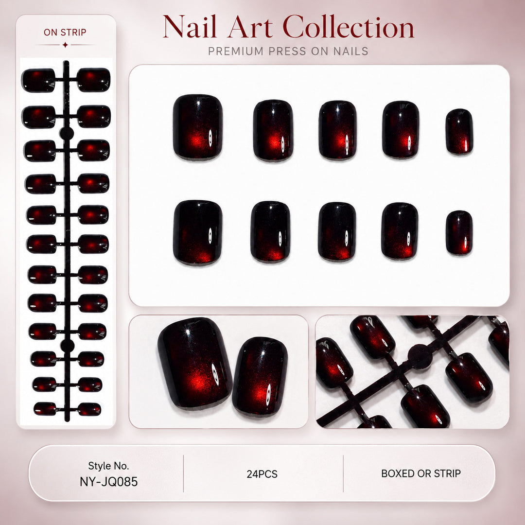 Premium Press-On Nails with Metallic Shine Bowlift