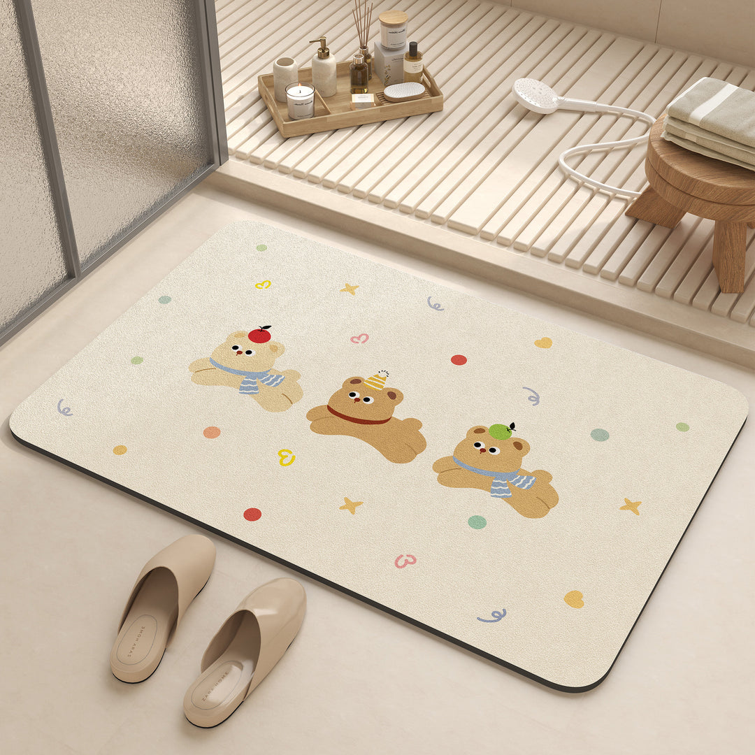 Playful Cartoon Dog-Themed Bath Mat Bowlift
