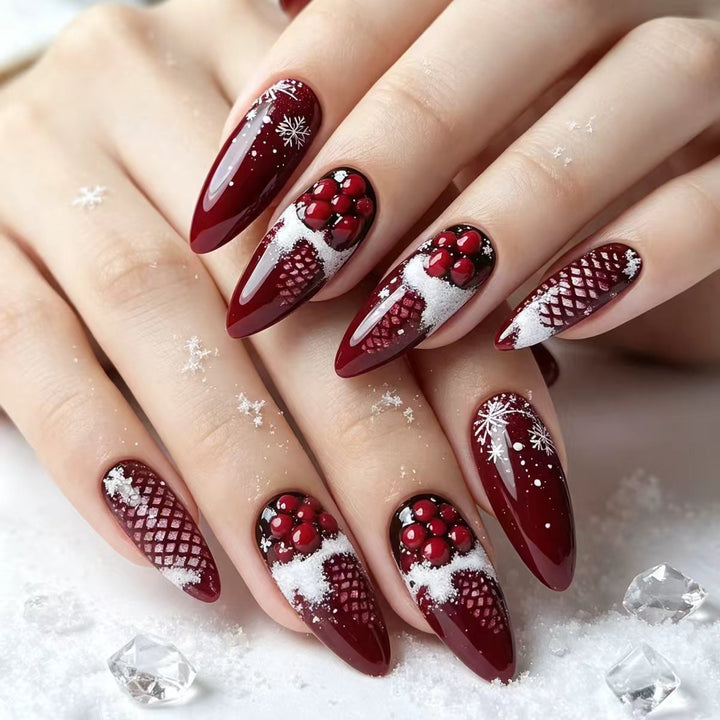 Artificial nails with festive winter design Bowlift