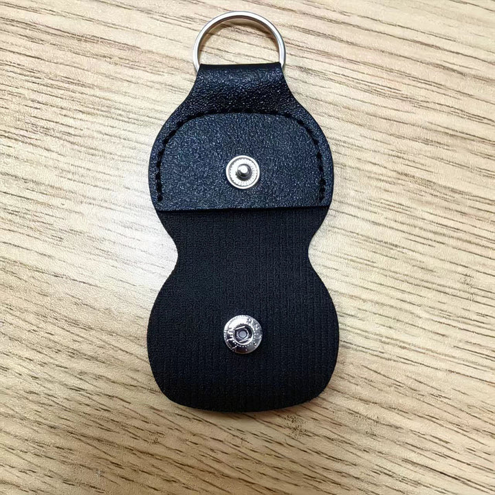 Compact Leather Snap Keychain Pocket With Metal Ring