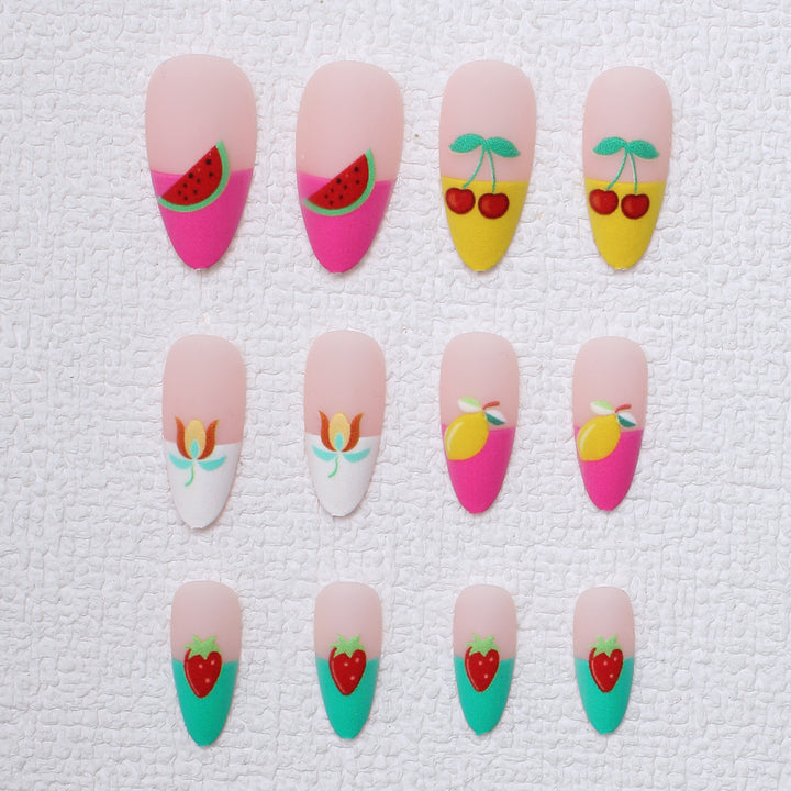 Artistic Fruit-Themed Press-On Nails Bowlift