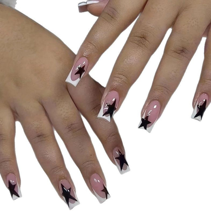 Artistic Star-Pattern Acrylic Nail Enhancements Bowlift