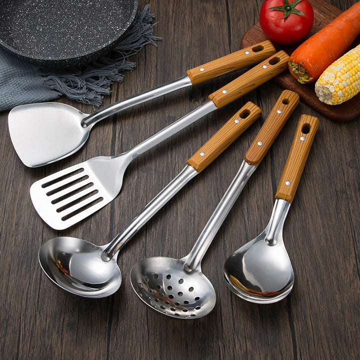 Slotted stainless steel turner spatula with ergonomic wooden handle Bowlift