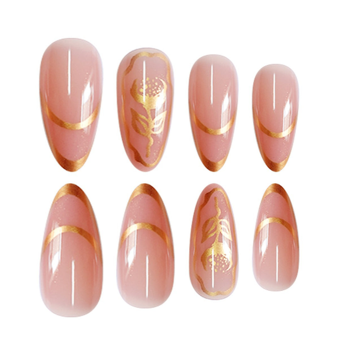 Elegant Floral Press-On Nail Set Bowlift 1787913793