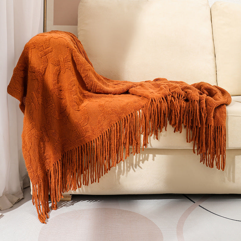 Textured Fringe Throw Blanket