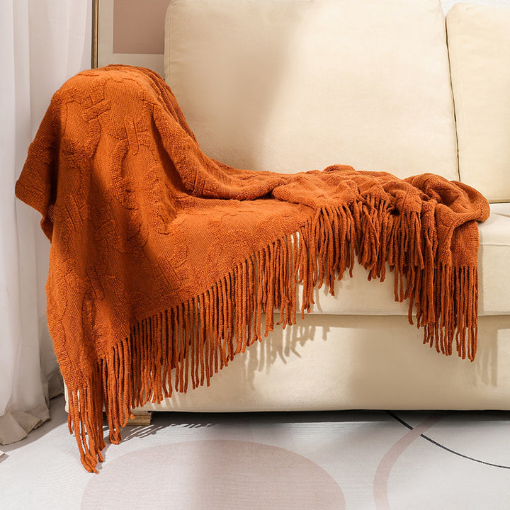 Textured Fringe Throw Blanket