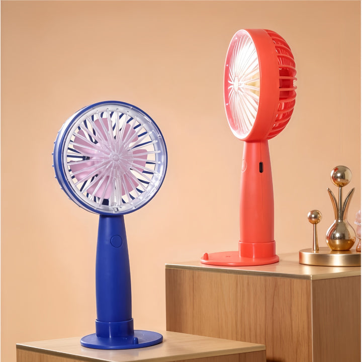 Women's portable USB hand fan with flexible tilt mechanism and ergonomic handle Bowlift