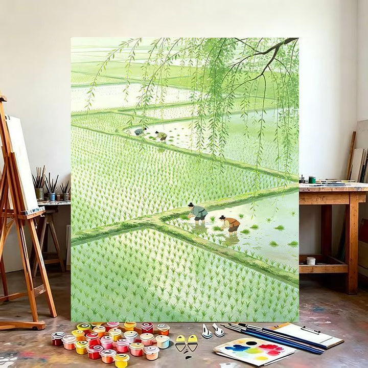 Rice Field Landscape Canvas Art Bowlift