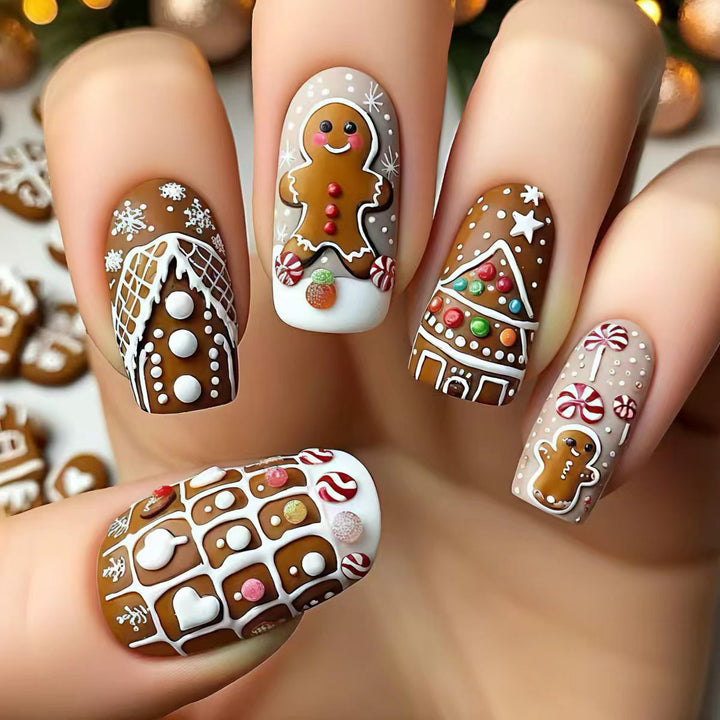 Artificial nails in gingerbread house design Bowlift