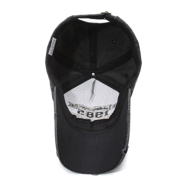 Men's Distressed Cotton Graphic Baseball Cap Bowlift