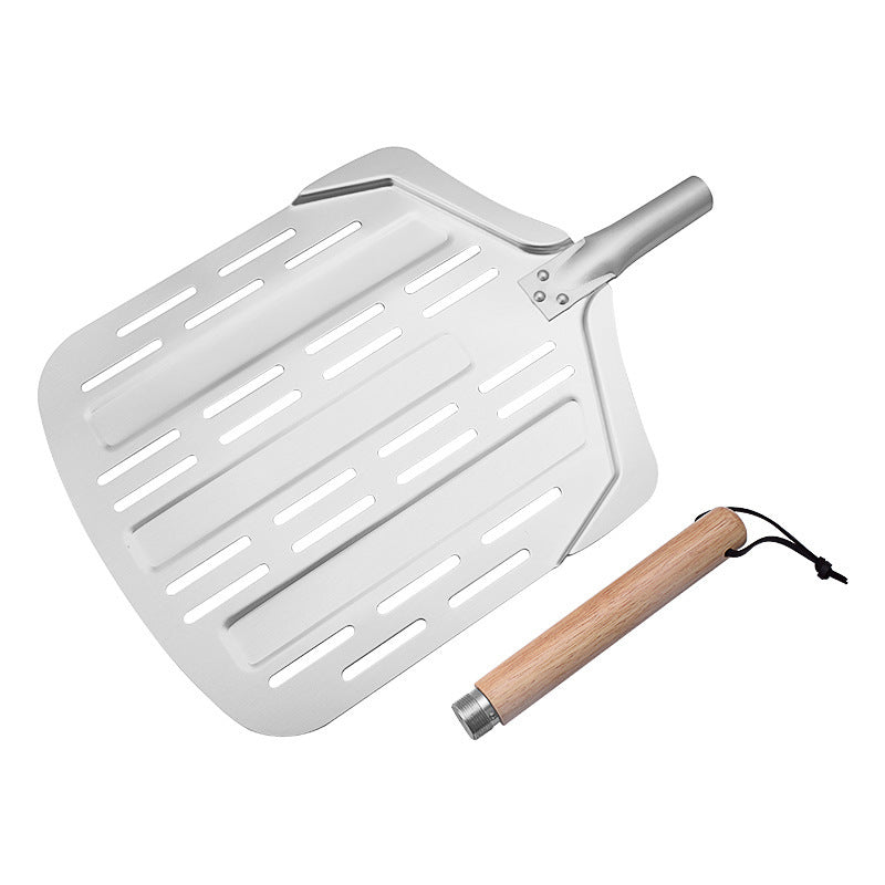 perforated aluminum pizza peel with detachable hardwood handle Bowlift