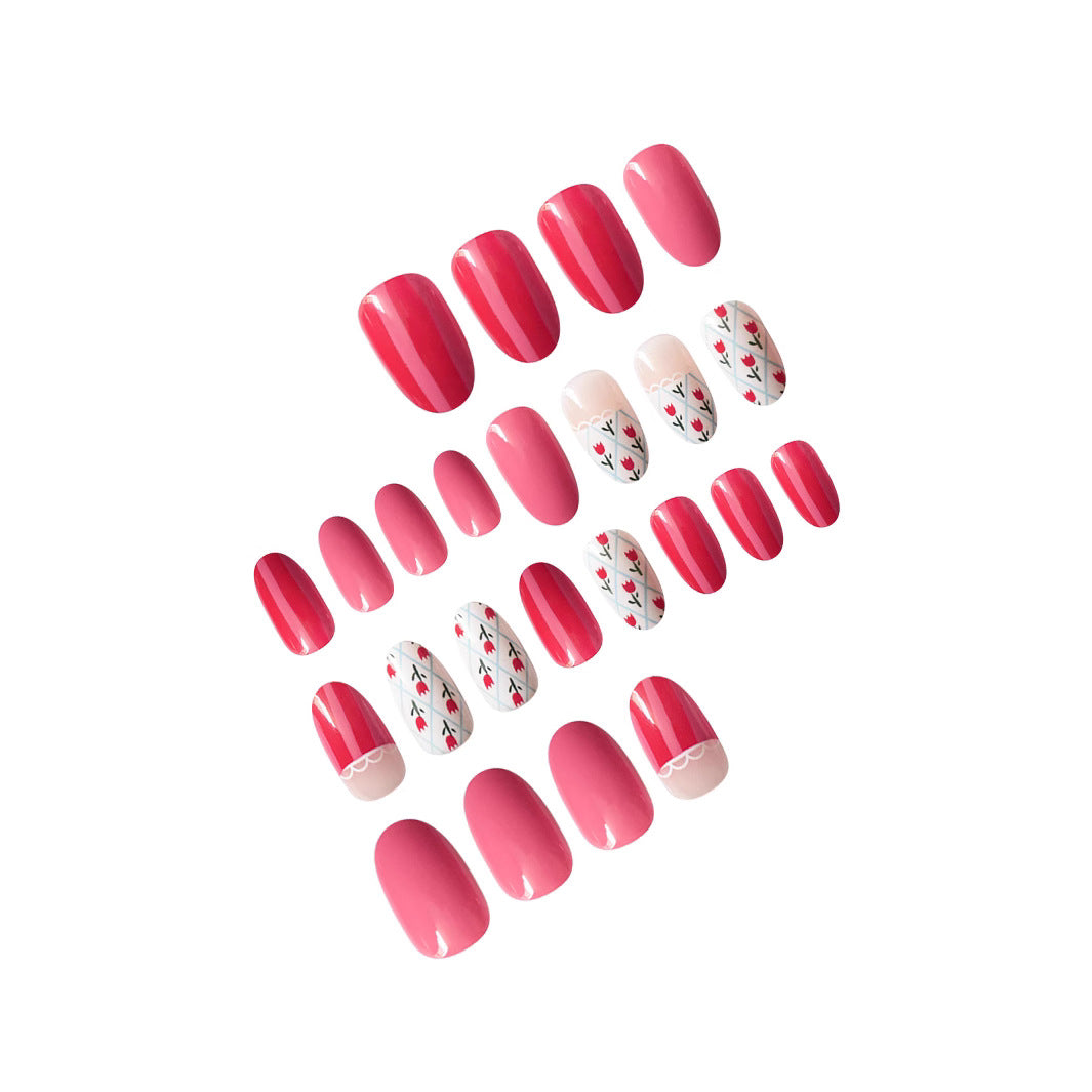 Artistic Floral Patterned Press-On Nail Art Set Bowlift