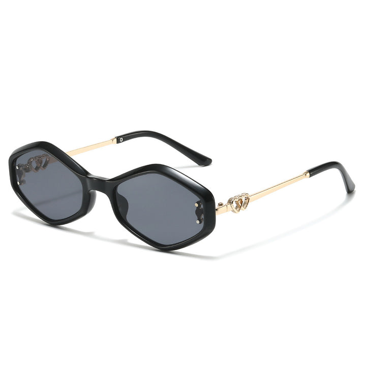 Geometric Frame Sunglasses with Rhinestone Accents Bowlift