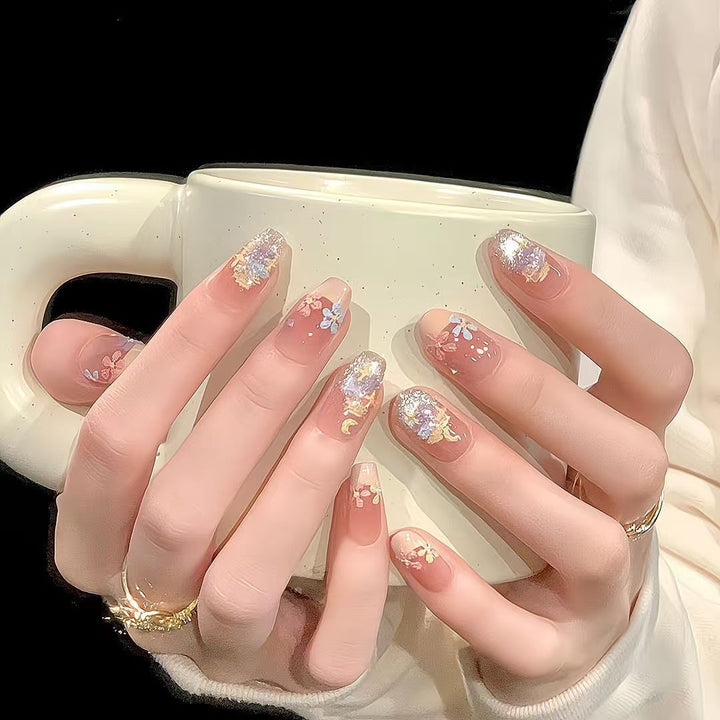 Floral-Themed Press-On Nail Design Bowlift