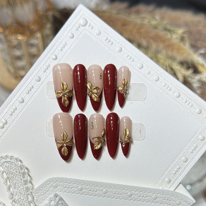 Luxury Floral Acrylic Press-On Nail Set Bowlift