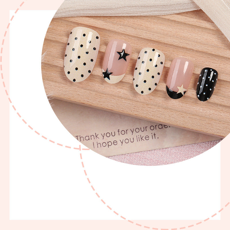 Chic Polka Dot and Star Press-On Nail Set Bowlift