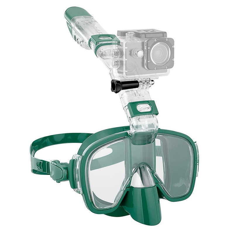 Diving mask with visibility protection and flexible snorkel Bowlift
