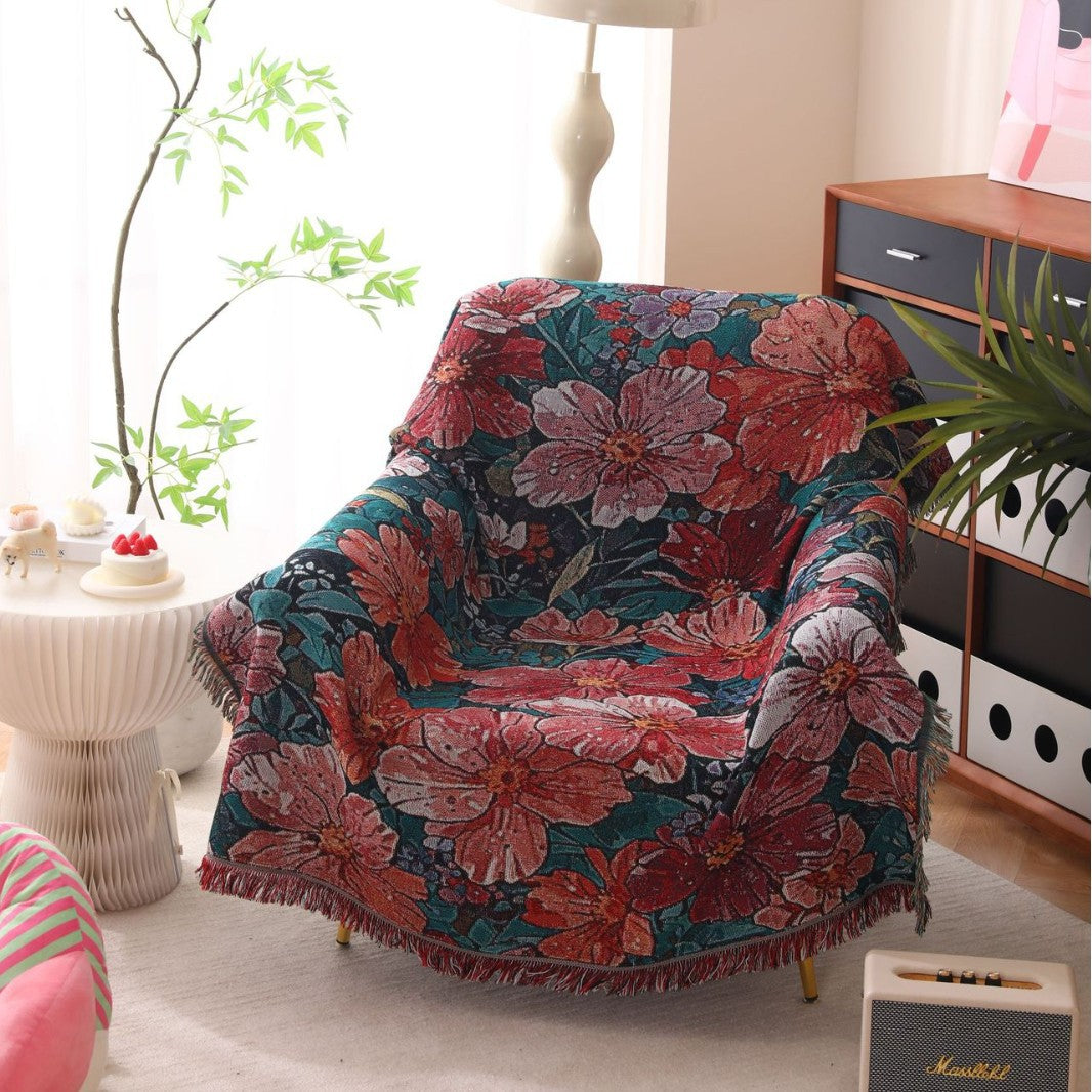 Floral Print Woven Throw Blanket