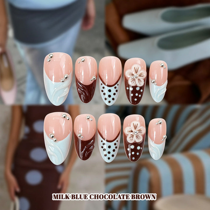 Artistic Acrylic Press-On Nail Design Bowlift