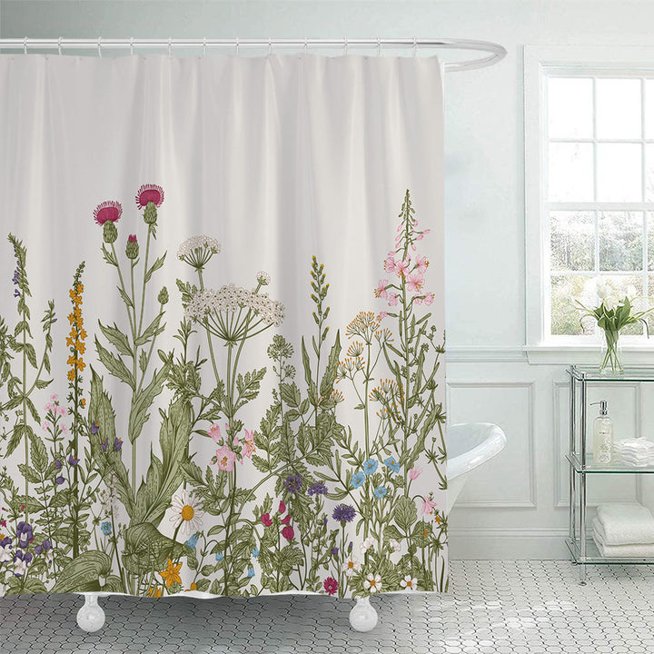 Botanical Illustration Shower Curtain Bowlift