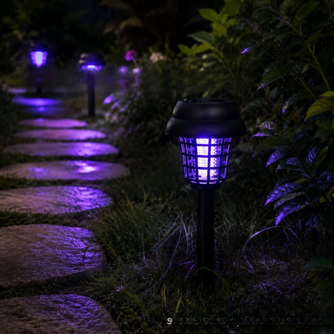 Solar Powered UV Insect Zapper Garden Stake With Integrated Solar Panel And Dusk To Dawn Sensor Bowlift