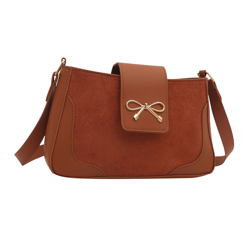 Stylish Faux Suede Handbag Bowlift