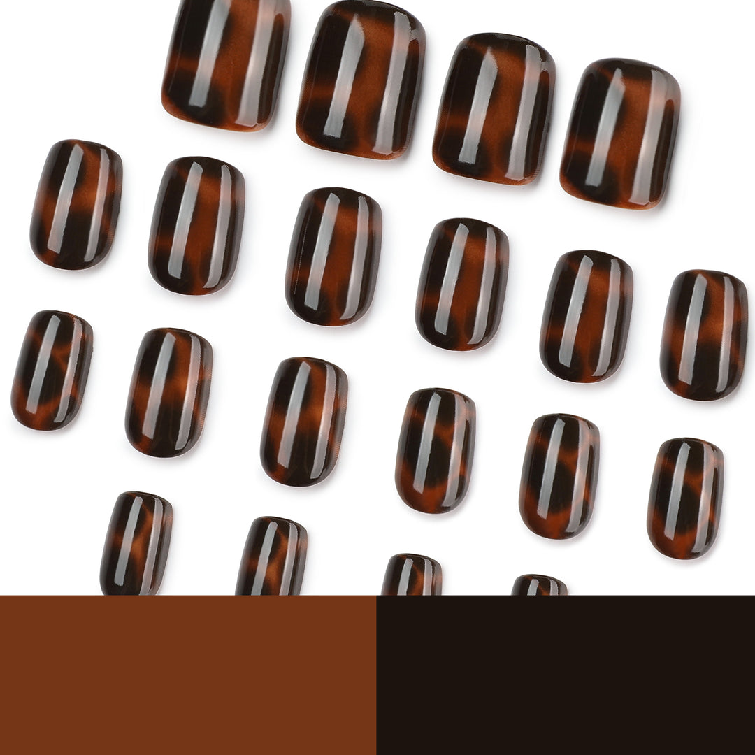 Artificial nail extensions with elegant tortoiseshell decor Bowlift