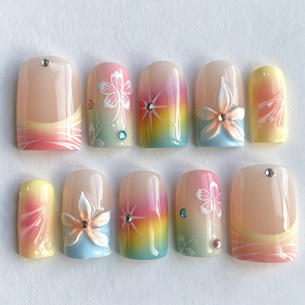 Artful Nail Tips with Floral Accents Bowlift