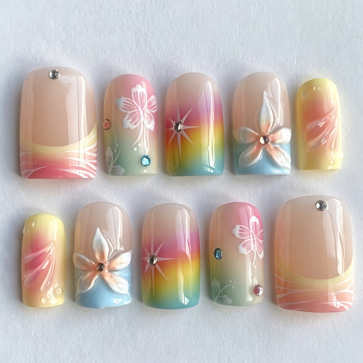 Artful Nail Tips with Floral Accents Bowlift