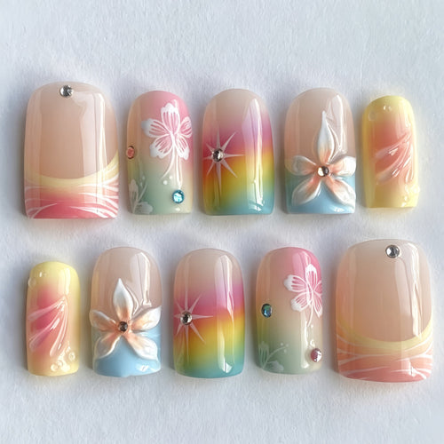 Artful Nail Tips with Floral Accents Bowlift