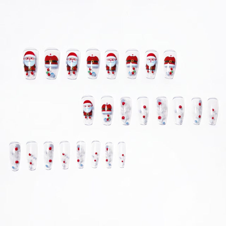 Artificial nails in festive Christmas design Bowlift