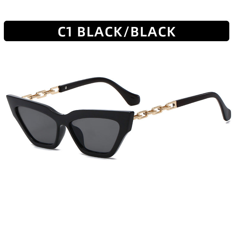 Chic Cat-Eye Sunglasses with Chain Accents