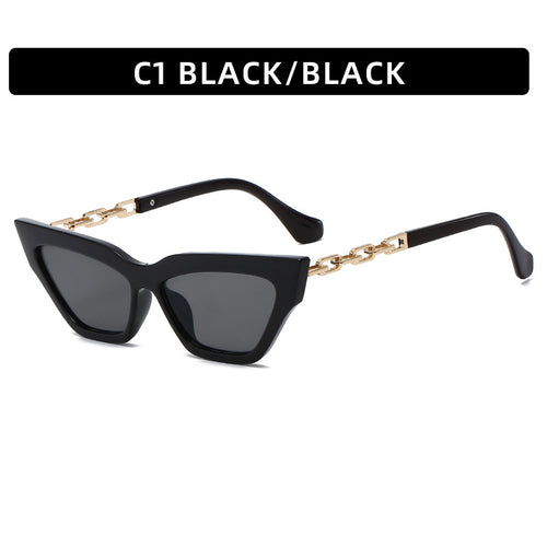 Chic Cat-Eye Sunglasses with Chain Accents