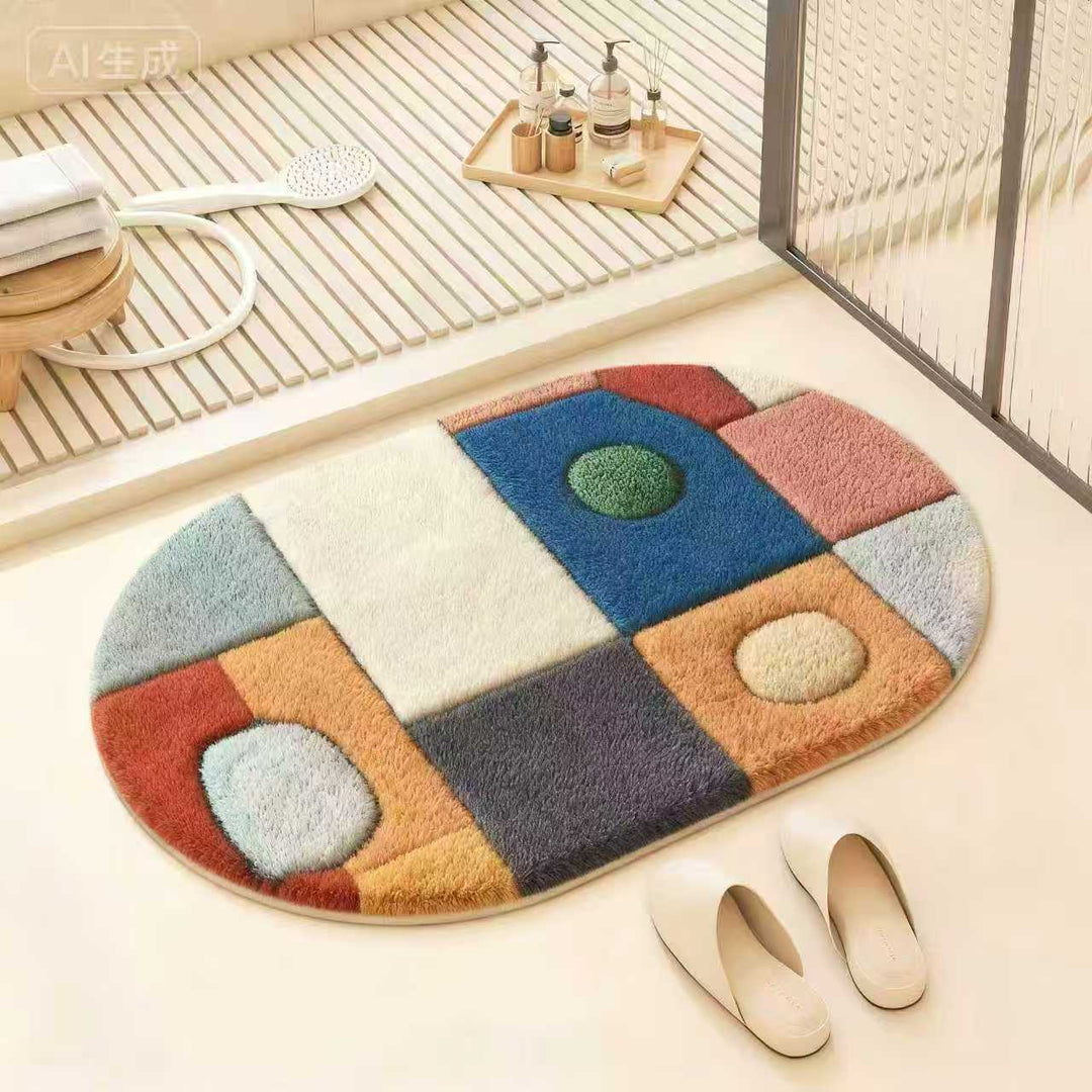 Colorful Geometric Design Bath Mat Bowlift