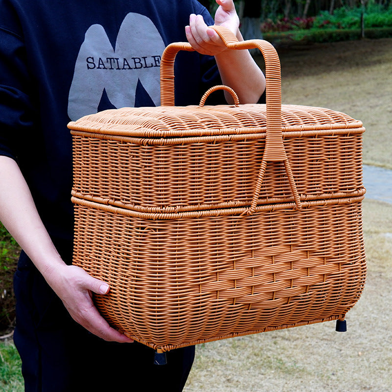 Women's storage basket with lid and handle Bowlift