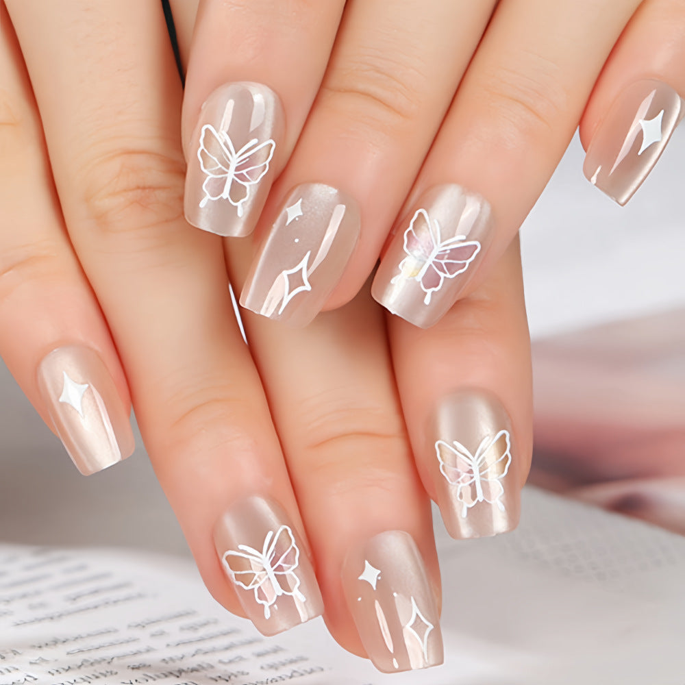 Artificial nails with floral and glittering design Bowlift