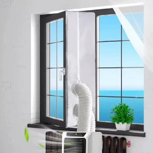 Unisex One Size Adjustable Window Ventilation Adapter Kit for Portable Air Conditioners with Zipper Fabric Panel and Hook and Loop Tape Bowlift