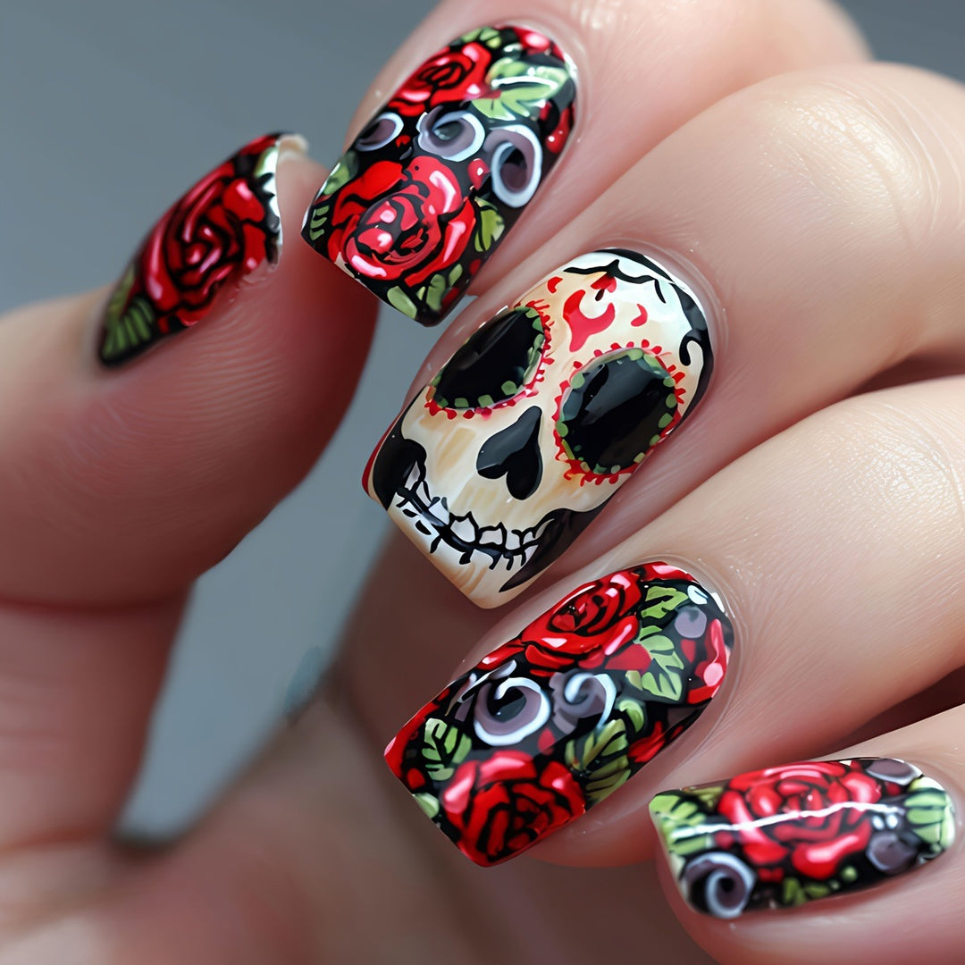 Art nail set with Vibrant Skull design Bowlift