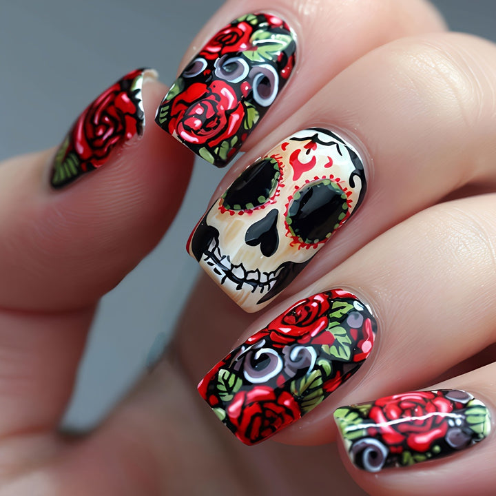 Art nail set with Vibrant Skull design Bowlift