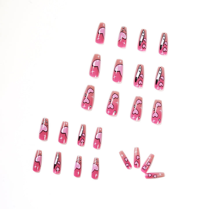 Artful stiletto nails with romantic heart design Bowlift
