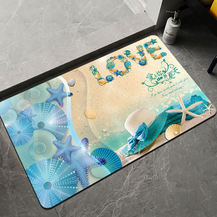 Elegant Floral Design Bath Mat Bowlift